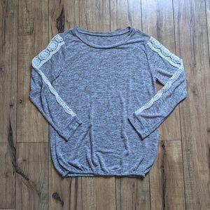 Long Sleeve Lace Trim Shirt